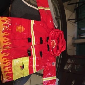 RED FIRE&RESCUE RAIN JOCKEY KIDS SIZES 4/5